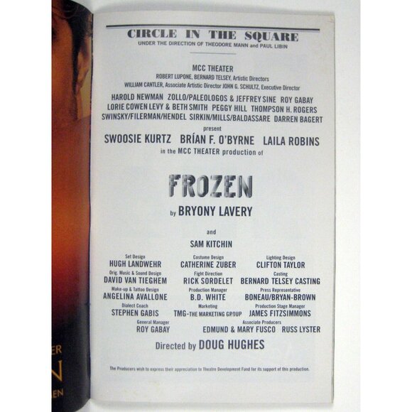 Frozen Playbill June 2004 Swoosie Kurtz Brian O'Byrne Robins Kitchin Theatre - Picture 4 of 7